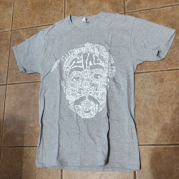 Rare Fruit of the Loom Tupac Shakur Graphic T-Shirt Men's Size Medium Gray - Picture 1 of 6